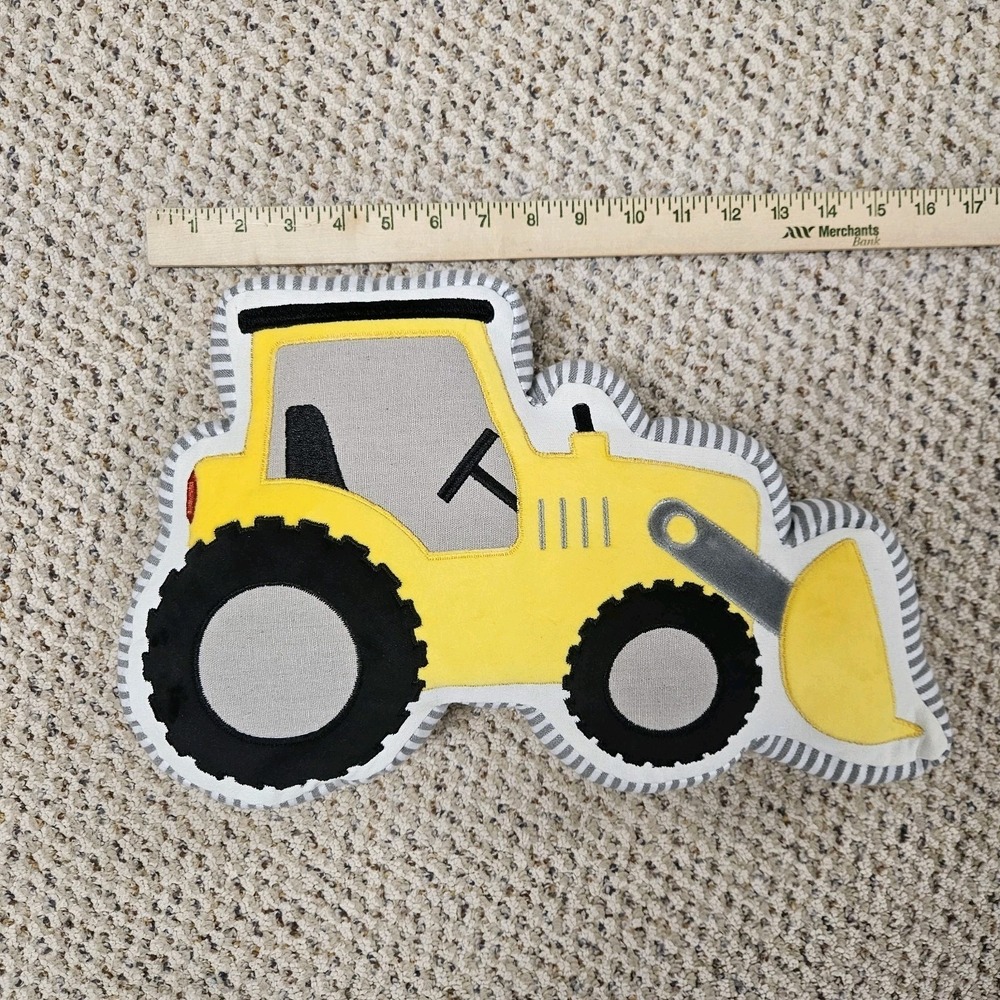 Figural Bulldozer Decorative Pillow 10" x 16"